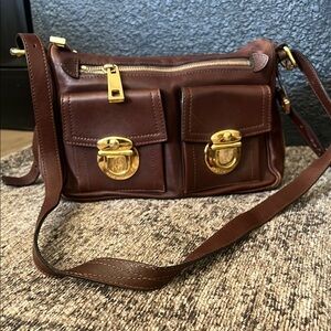 Brown Leather Marc Jacobs  Bag with Gold Accents